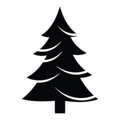 Obraz premium Christmas tree silhouette stylized evergreen pine tree isolated on white background winter holiday graphic.