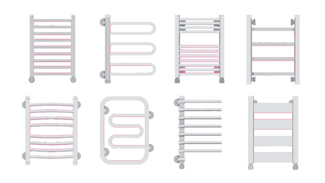 Set of modern towel radiator designs isolated on white