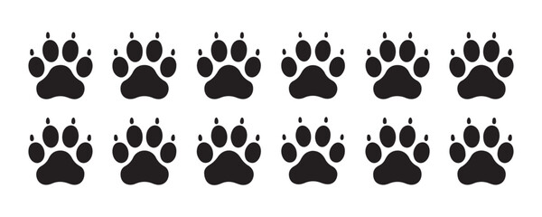 Paw print set, puppy or kitten footprint, animal trace vector design element. © Modern
