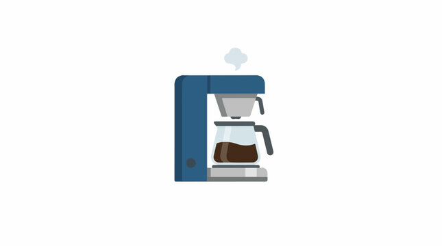 A graphic illustration of a dark blue coffee maker