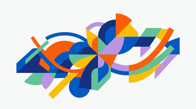 A colorful abstract composition of various shapes