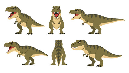Cartoon tyrannosaurus dinosaur character set in multiple views © Alan