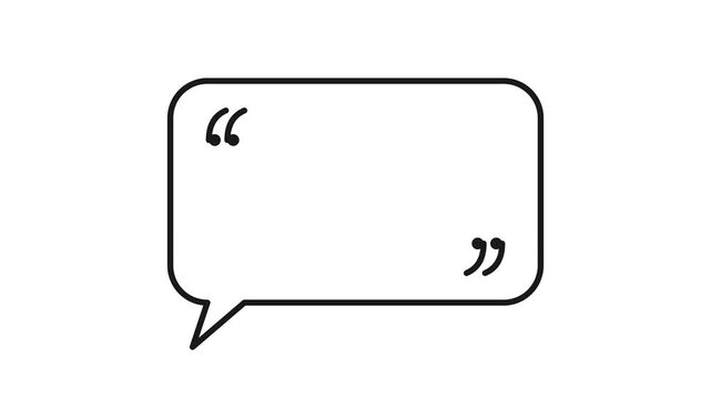 Minimalist speech bubble animation with quotation marks