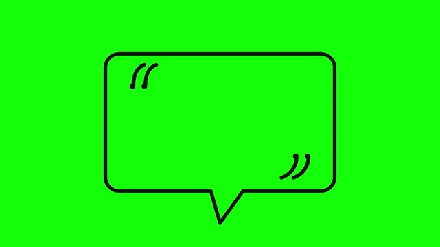 Minimalist animated quote speech bubble on green screen