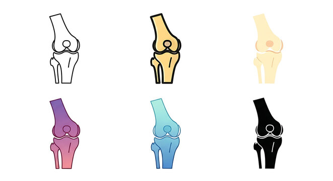 Collection of knee joint anatomy illustration icons with orthopedic skeletal healthcare illustration orthopedics physiology medicine clinical structures