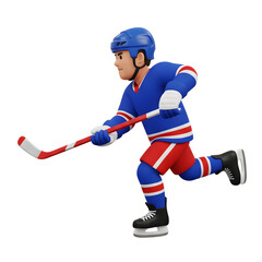 Obraz premium Cartoon Hockey Player in Blue Uniform