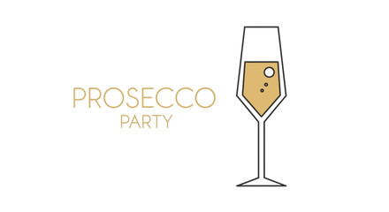 Minimalist Prosecco Party Invitation Design with Champagne Flute Illustration © Naufal Zidan