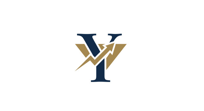 Large gold and blue letter V.