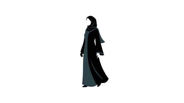 Minimalist Silhouette of a Woman Wearing an Abaya and Hijab