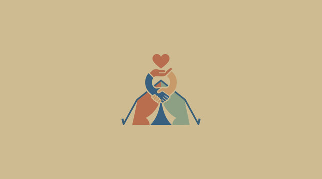 Minimalist Social Care and Charity Logo Concept with Hands and Heart