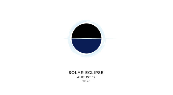 Minimalist Solar Eclipse Graphic Design for August 12 2026