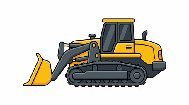 A cartoon-style illustration of a yellow bulldozer