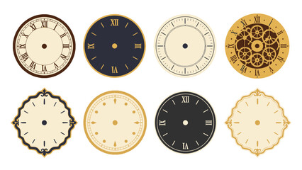 Set of vintage clock face dials in ornate vector design © Alan