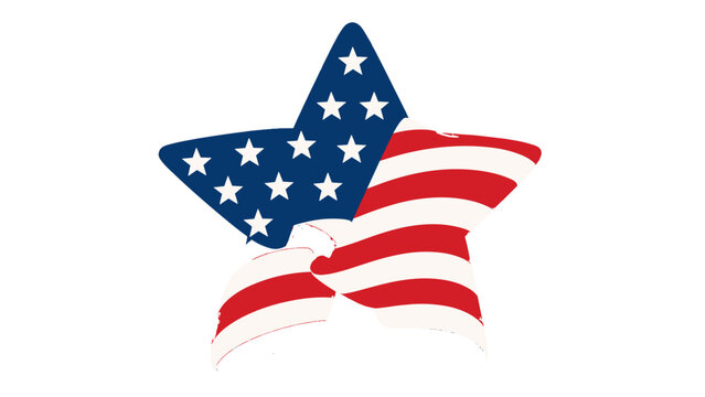 Patriotic star with red white and blue flag pattern