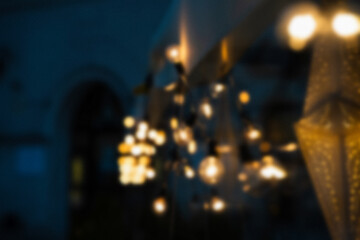Obraz premium Warm blurred lights create a soft background. This image is suitable for use in festive or decorative design projects.