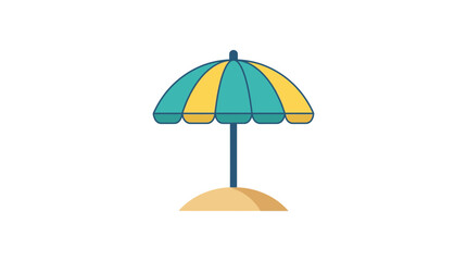 Obraz premium Minimalist Vector Icon of a Beach Umbrella on Sand