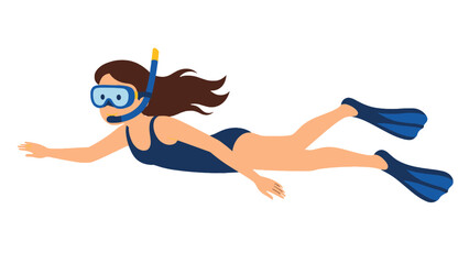 Woman snorkeling underwater in swimsuit with mask and fins © Alan