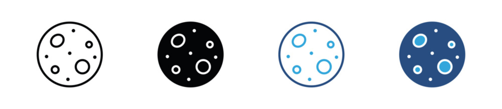 Full Moon Icon Set. Lunar Phase, Night Sky and Astronomy Icons. Vector Illustration.