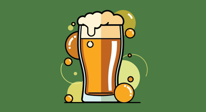 Minimalist Vector Illustration of a Refreshing Glass of Beer