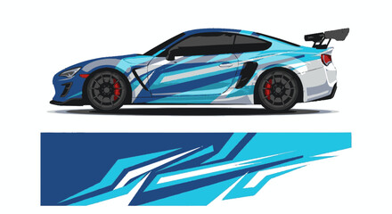 Obraz premium Vector illustration depicting a blue sports car's front and side with 