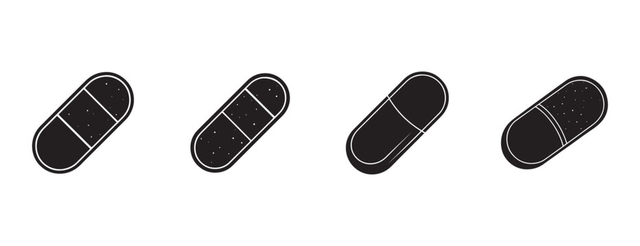 band aid icons in different orientations on white background for medical and health concepts  simple illustration
