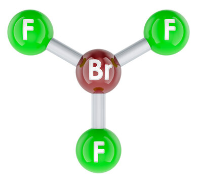 Bromine trifluoride BrF3 molecule. 3D rendering