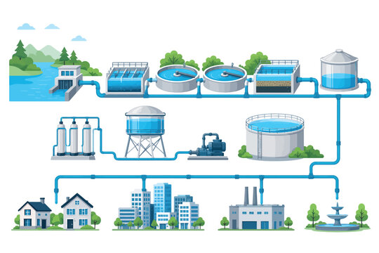 Vsai water purification process from natural source to urban consumption