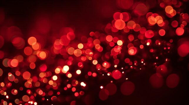Abstract Red and Pink Bokeh Lights on Dark Background Festive Dreamy Glow Effect