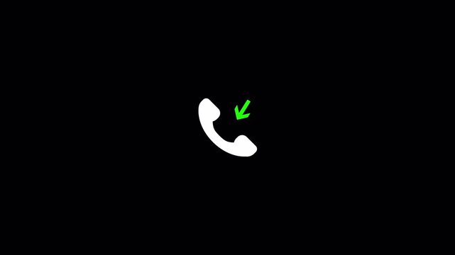 Direction incoming call icon animation with moving arrow on transparent background . Incoming call notification icon for phone communication alert animation. Out going call icon Animation in 4K