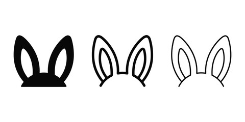 Obraz premium Animal ears icon silhouette vector outline and line art