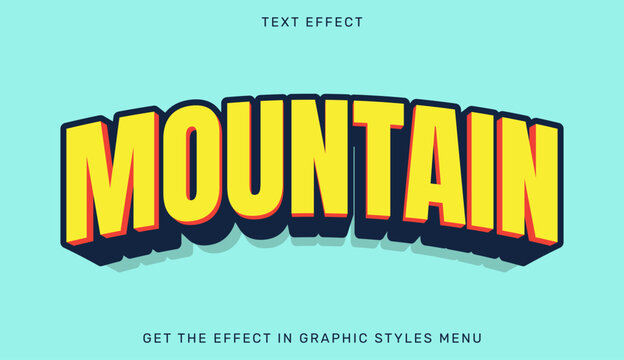 Mountain 3D bold text effect for adventurous branding projects with mountain typography lettering creative template adventure abstract headline commercial editable