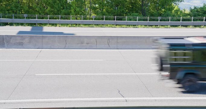 Cars Speeding Past on Austrian Westautobahn A1, Lower Austria