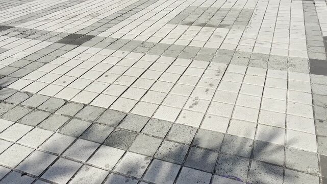Top Down View of Modern Interlocking Paving Block Walkway Texture