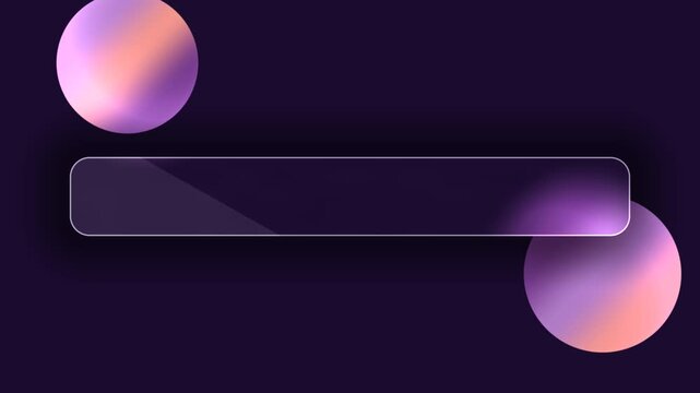 Frosted glass rectangle bar with floating gradient spheres in this smooth animated motion design video