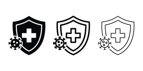 Immune system virus protection icon silhouette vector outline and line art © MD