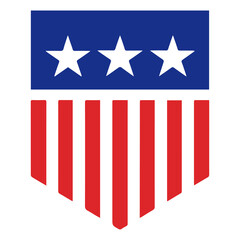 United states shield crest icon with red and white stripes american national patriotism government politics identity © Roushon