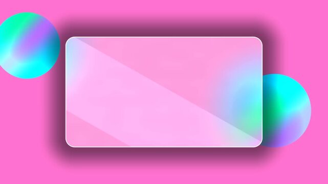 Frosted glass rectangle floating over pink vibrant motion animation for modern digital media video project