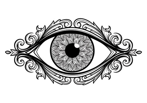 Detailed eye with long eyelashes