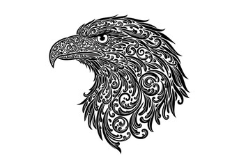 Fototapeta premium Black and white eagle head illustration