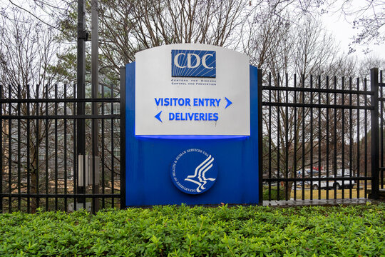 Atlanta, Georgia, USA - December 30, 2021: A direction sign for the CDC (Centers for Disease Control and Prevention) headquarters in Atlanta, Georgia, USA. The Centers for Disease Control and Preventi