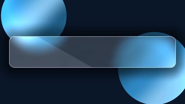 Frosted glass rectangle panel moves across vibrant blue circles in this modern digital motion video