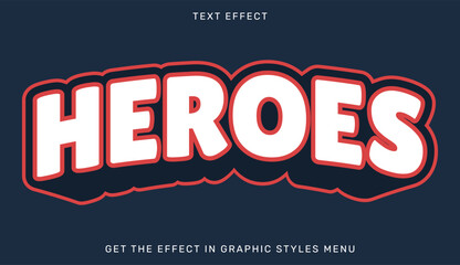 Heroes 3D editable text effect with bold font and rounded shadow layers typography template creative lettering alphabet branding marketing illustration isolated © Md