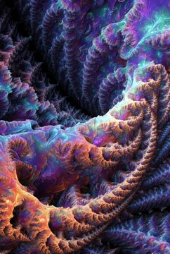 Vibrante paesaggio frattale astratto 3D Iridescente 