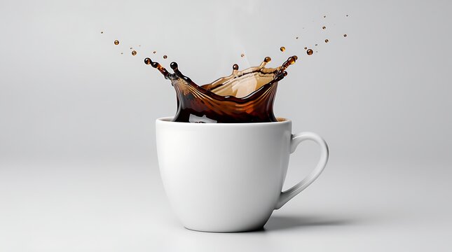 Coffee Splash in White Mug Isolated