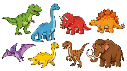 Cartoon prehistoric animals and dinosaurs collection set © icon_art