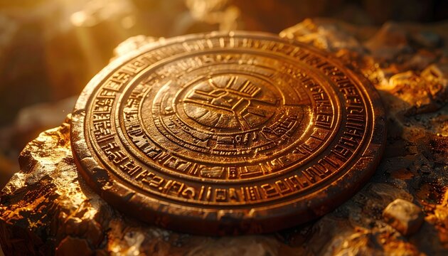 Intricate Indus Valley Civilization Seal Impression with Enigmatic Symbols on Textured Surface