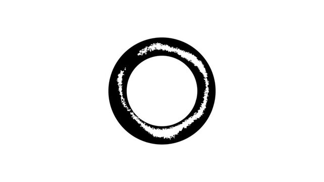 rotating black grunge circle on white background animation video