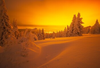 Karkonosze, zachód słońca, krajobraz, góry, piękne chmury, długa ekspozycja, natura © Adrian Jaśpiński
