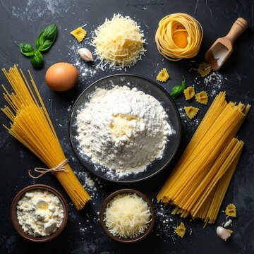 Italienische K&uuml;chenzutaten f&uuml;r authentische Pasta-Zubereitung