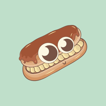 Cute eclair character vector illustration